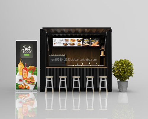 Hoofdstructuur 20ft Container Coffee Bar Fast Food Mini Pop-up Shop Cafe Huizen met gegalvaniseerde stalen vierkant buizen