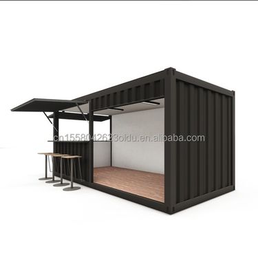 20ft staalframe voorgefabriceerde food booth container met aluminium ramen en gegalvaniseerd stalen buigwerk