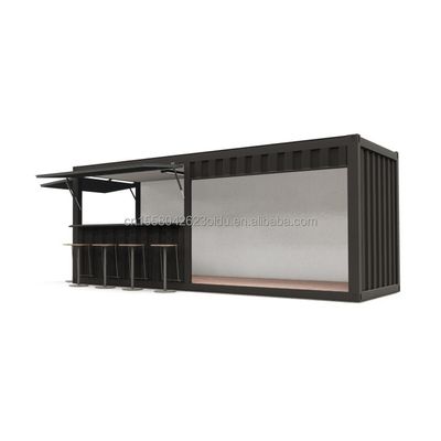 20ft staalframe voorgefabriceerde food booth container met aluminium ramen en gegalvaniseerd stalen buigwerk