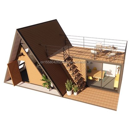Driehoekhuis Een frame house kit voor wonen met 50/75/100mm wave sandwich paneel muur en log