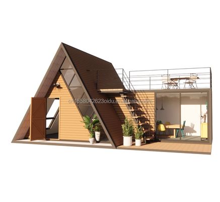 Driehoekhuis Een frame house kit voor wonen met 50/75/100mm wave sandwich paneel muur en log
