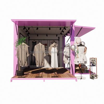 Hotel promotie 10ft pop-up container kledingwinkel met stalen frame en gegalvaniseerd stalen buigwerk
