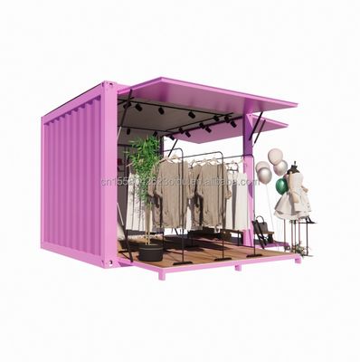 Hotel promotie 10ft pop-up container kledingwinkel met stalen frame en gegalvaniseerd stalen buigwerk