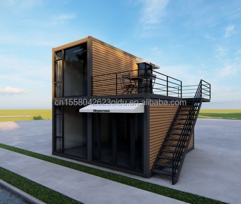Buitenwoning Kleine huizen Luxe twee verdiepingen moderne prefab staal villa modulair prefab scheepvaartcontainer huis