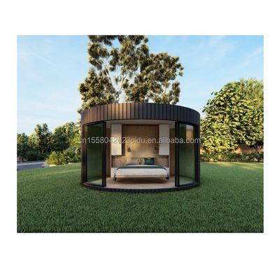 Gegalvaniseerde stalen vierkantbuizen Structuur Houten ronde huis CE Luxe modern containerhuis met aluminiumlooi ramen
