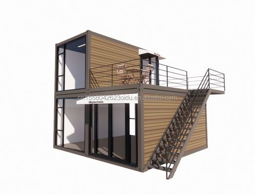 Buitenwoning Kleine huizen Luxe twee verdiepingen moderne prefab staal villa modulair prefab scheepvaartcontainer huis