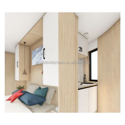 Gegalvaniseerde stalen vierkantbuizen Structuur Houten ronde huis CE Luxe modern containerhuis met aluminiumlooi ramen