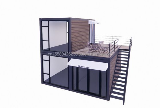 Buitenwoning Kleine huizen Luxe twee verdiepingen moderne prefab staal villa modulair prefab scheepvaartcontainer huis