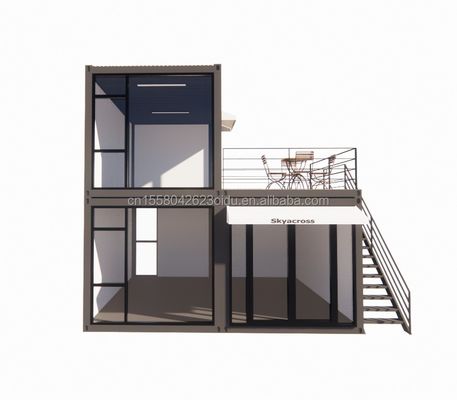 Buitenwoning Kleine huizen Luxe twee verdiepingen moderne prefab staal villa modulair prefab scheepvaartcontainer huis