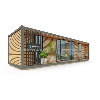 40ft Luxe Container Houten Huis met 2 Slaapkamers Prefabricated Home Office Modern Design Gegalvaniseerd Staal Buigend 180g