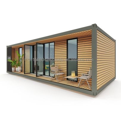 40ft Luxe Container Houten Huis met 2 Slaapkamers Prefabricated Home Office Modern Design Gegalvaniseerd Staal Buigend 180g
