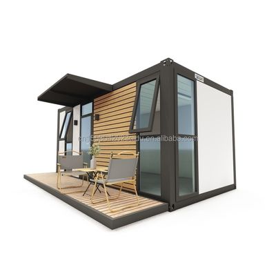 Flat Pack Container EU Customized Modern Luxury 20ft Prefab Houten Huis met Staalstructuur Tuin Prefab in Mid Century Modern Design Stijl