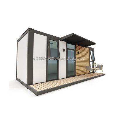 Flat Pack Container EU Customized Modern Luxury 20ft Prefab Houten Huis met Staalstructuur Tuin Prefab in Mid Century Modern Design Stijl