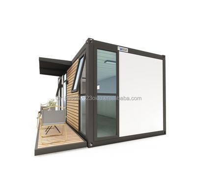 Flat Pack Container EU Customized Modern Luxury 20ft Prefab Houten Huis met Staalstructuur Tuin Prefab in Mid Century Modern Design Stijl