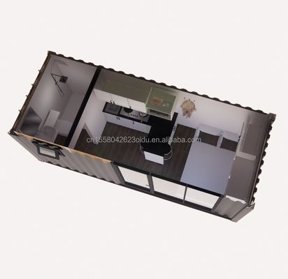 Aluminiumlegeringsvensters EU 20 FT Prefabrieke staalcontainerhuis voor buitenwonen in woonwoud kleine huizen