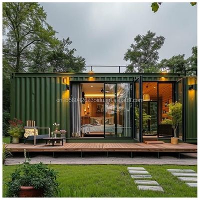 Aluminiumlegeringsvensters EU 20 FT Prefabrieke staalcontainerhuis voor buitenwonen in woonwoud kleine huizen