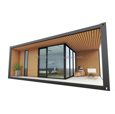 Aanpasbaar Luxe Houten Container Huis Modern Design Staal Prefab buiten 20ft 40ft Uitbreidbare Container