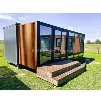 Aanpasbaar Luxe Houten Container Huis Modern Design Staal Prefab buiten 20ft 40ft Uitbreidbare Container