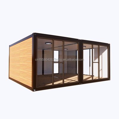 Aanpasbaar Luxe Houten Container Huis Modern Design Staal Prefab buiten 20ft 40ft Uitbreidbare Container