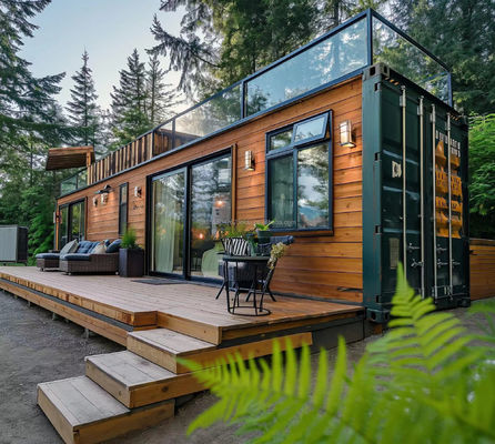Uitbreidbare container Tuinhuis met slaapkamer Buitentoepassing Stalen broodje paneel Materiaal en aangepaste kleur