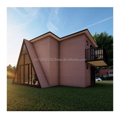 Modulair driehoekig prefab huis voor hotels met aluminiumlegeringsvensters, modern ontwerp en duurzame materialen