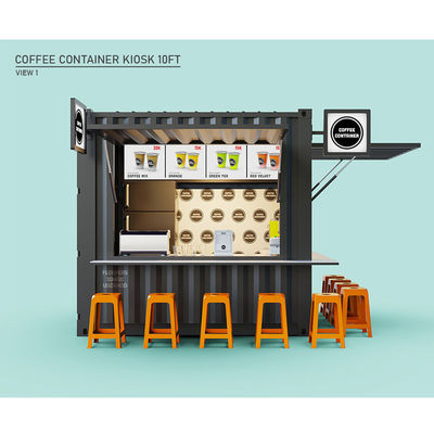 Hoofdstructuur Gegalvaniseerde stalen vierkantbuizen 10ft Verplaatsbare bar Cafe winkel voor 20ft Shipping Container Tuin koffiewinkel