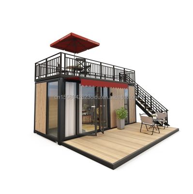 Aluminiumlegeringsvenster 20ft/40ft Eenverdieping kleine houten containergebouwen voor hotel appartement villa of hutten
