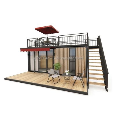 Aluminiumlegeringsvenster 20ft/40ft Eenverdieping kleine houten containergebouwen voor hotel appartement villa of hutten
