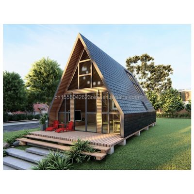 Hotel Houten huizen met driehoekig ontwerp Modern stijl container en 50/75/100mm Wave Sandwich Panel muur in de EU