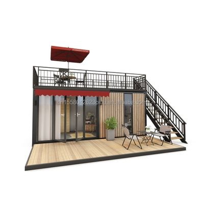 Aluminiumlegeringsvenster 20ft/40ft Eenverdieping kleine houten containergebouwen voor hotel appartement villa of hutten