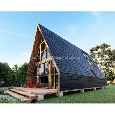 Hotel Houten huizen met driehoekig ontwerp Modern stijl container en 50/75/100mm Wave Sandwich Panel muur in de EU
