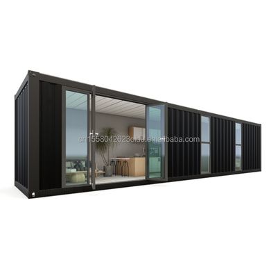 Hotel 40ft prefab modulaire vouwcontainer snel bouwen klein huis met gegalvaniseerde stalen vierkant buizen hoofdstructuur