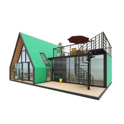 Villa Living of Hotel Elegant woonhuis Prefab Containerhuis met aluminium-alloy ramen in staal driehoek ontwerp