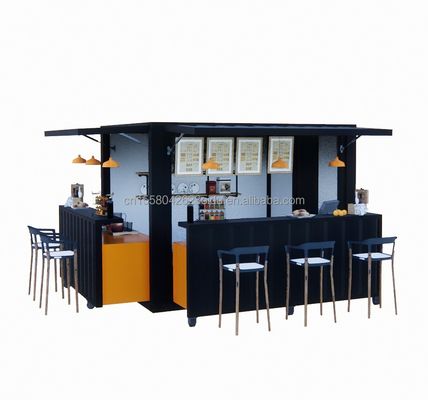 Fastfood Mini Pop-up Shop Cafe's Mobiele container koffiebar Huizen met moderne ontwerpstijl en aluminiumlooi ramen