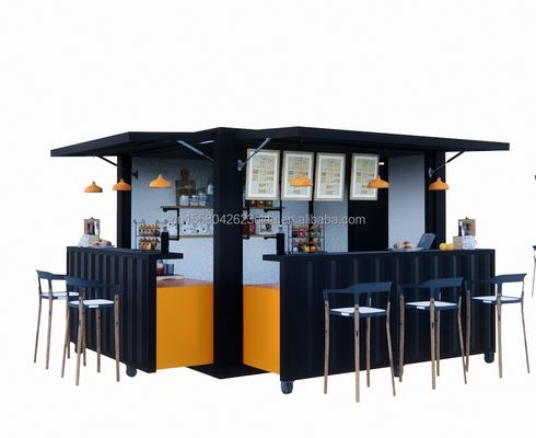 Fastfood Mini Pop-up Shop Cafe's Mobiele container koffiebar Huizen met moderne ontwerpstijl en aluminiumlooi ramen
