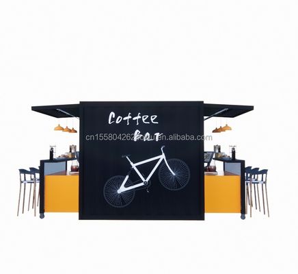 Fastfood Mini Pop-up Shop Cafe's Mobiele container koffiebar Huizen met moderne ontwerpstijl en aluminiumlooi ramen