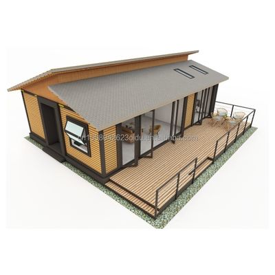 EU Moderne 3 slaapkamers Flat Pack Container Huizen Houten Buitenwand en gegalvaniseerd staal Buigen 180g voor woonruimte