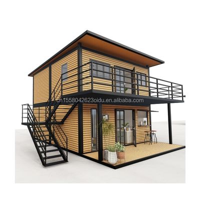 Gegalvaniseerd stalen buiging 180g Moderne houten huizen 4 slaapkamers Bilayer Prefab stalen uitbreidbare container huis ontwerp voor winkelcentrum
