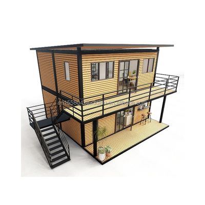 Gegalvaniseerd stalen buiging 180g Moderne houten huizen 4 slaapkamers Bilayer Prefab stalen uitbreidbare container huis ontwerp voor winkelcentrum