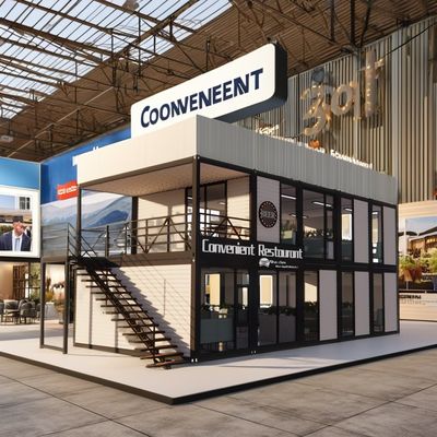Gepersonaliseerde kleur Gemakkelijk te monteren Modulaire geprefabriceerde behuizing voor restaurant winkel winkelcentrum supermarkt Container Home Bar Design