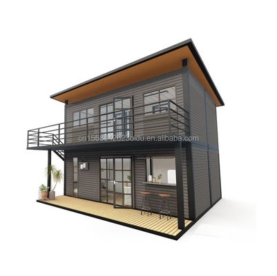 Hoofdstructuur Houten gegalvaniseerde stalen vierkantbuizen 4 slaapkamers Bilayer Prefab Uitbreidbaar Containerhuis Ontwerp voor winkelcentrum