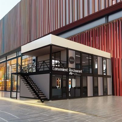 Gepersonaliseerde kleur Gemakkelijk te monteren Modulaire geprefabriceerde behuizing voor restaurant winkel winkelcentrum supermarkt Container Home Bar Design