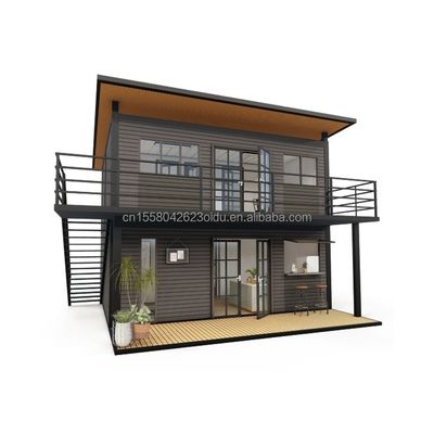 Hoofdstructuur Houten gegalvaniseerde stalen vierkantbuizen 4 slaapkamers Bilayer Prefab Uitbreidbaar Containerhuis Ontwerp voor winkelcentrum