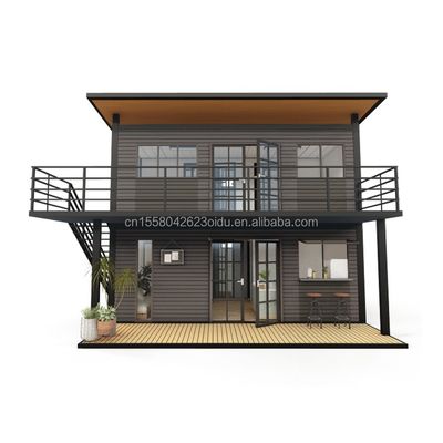 Hoofdstructuur Houten gegalvaniseerde stalen vierkantbuizen 4 slaapkamers Bilayer Prefab Uitbreidbaar Containerhuis Ontwerp voor winkelcentrum