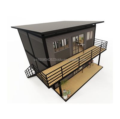 Hoofdstructuur Houten gegalvaniseerde stalen vierkantbuizen 4 slaapkamers Bilayer Prefab Uitbreidbaar Containerhuis Ontwerp voor winkelcentrum