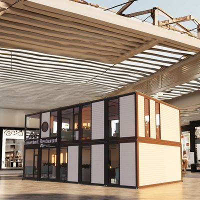 Gepersonaliseerde kleur Gemakkelijk te monteren Modulaire geprefabriceerde behuizing voor restaurant winkel winkelcentrum supermarkt Container Home Bar Design