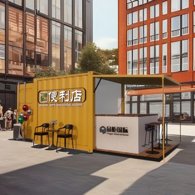 Log Wall 10ft Expandable Steel Container Prefab Container Bar voor Outdoor Fast Food Gemodificeerde Shipping Container Huizen