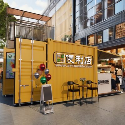 Log Wall 10ft Expandable Steel Container Prefab Container Bar voor Outdoor Fast Food Gemodificeerde Shipping Container Huizen