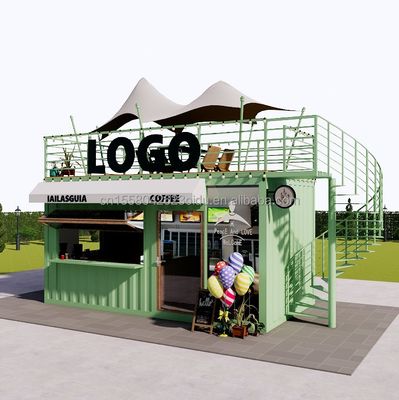 Draagbare 10ft 20ft geprefabriceerde staalstructuur Containerhuizen Mobiele barwinkel voor fastfood Muur 50mm Wave Sandwich Panel