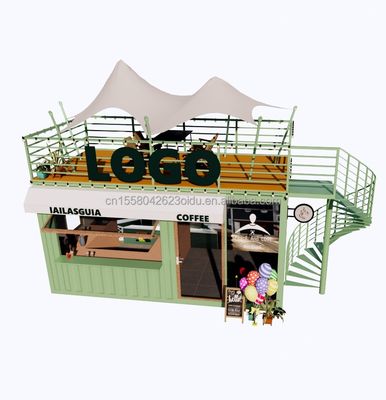 Draagbare 10ft 20ft geprefabriceerde staalstructuur Containerhuizen Mobiele barwinkel voor fastfood Muur 50mm Wave Sandwich Panel